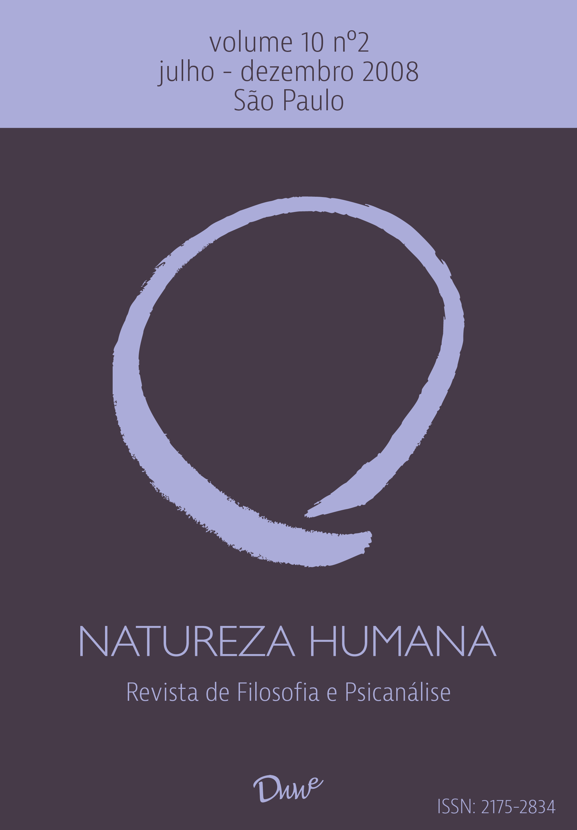 					Visualizar v. 10 n. 2 (2008): Natureza Humana
				